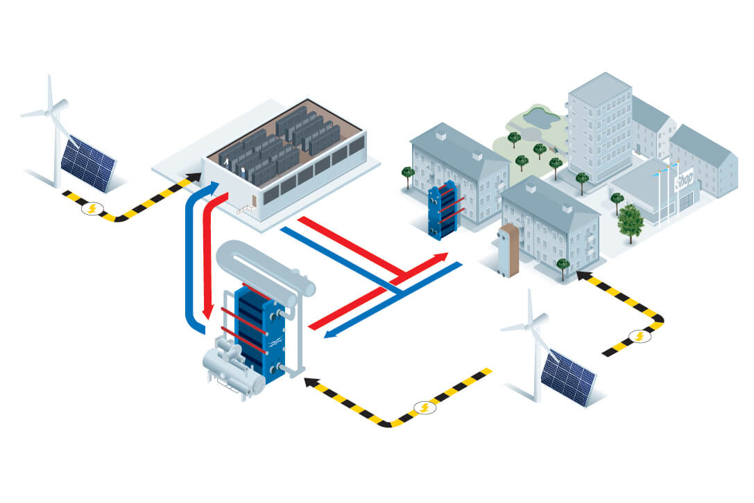 Récupération de chaleur de data center assistéee par une pompe à chaleur